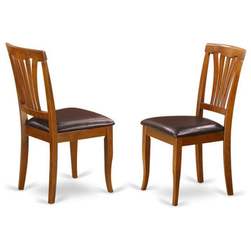 East West Furniture Avon 36" Faux Leather Dining Chairs in Brown (Set of 2)