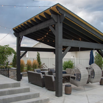 Sloped Shed Roof 2-Tone Pavilion Kit w/Integrated Power Post