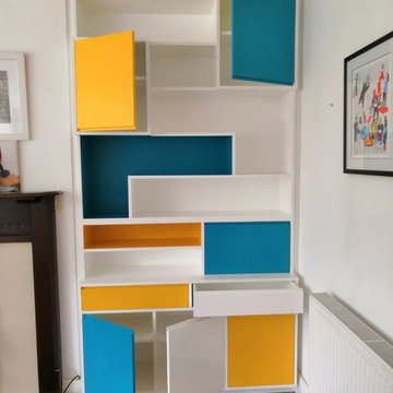 Vibrant living room storage