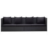 Vidaxl Outdoor Sofa With Cushion and Pillow Poly Rattan Black