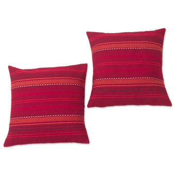 Novica Handmade Striped Style Alpaca Blend Cushion Covers (Pair)