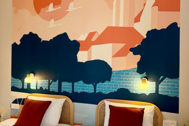 Exemple d'une chambre d'enfant tendance.