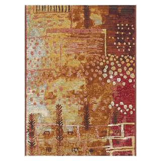 5'X8' Indoor Outdoor Rug Terracotta Orange Geometric Porch Deck