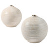 Serene Spaces Living Handcrafted Ceramic Ripple Ball Vase, White, Set of 2