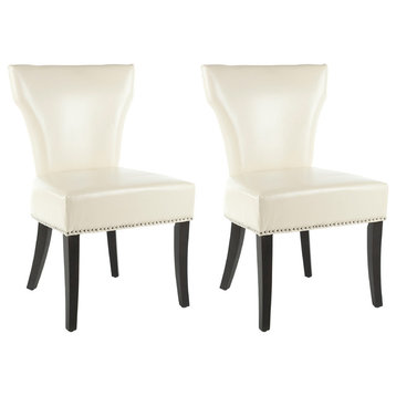 Safavieh Jappic Side Chairs, Set of 2, Flat Cream, Leather