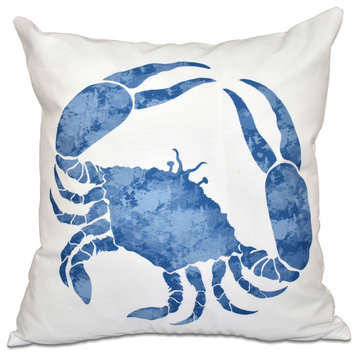Crab, Animal Print Pillow, Blue, 16"x16"