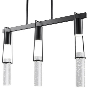 Harmony 3 Hanging Acrylic Chandelier Integrated LED, Dimmable, Matte Black