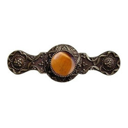 Inviting Home Inc. - Victorian Pull, Antique-Style Brass With Tiger Eye - Cabinet And Drawer Handle Pulls