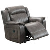 Oya 40" Power Recliner Chair With Pull Tab, Slate Blue Faux Leather
