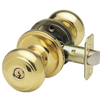 Keyed Entry Knob, Polished Brass