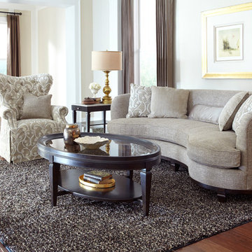 Curved Back Sofa in Neutral Living Room