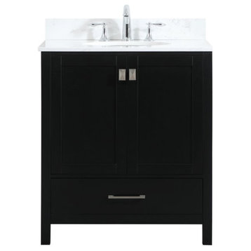 Elegant VF18830BK-BS 30"Single Bathroom Vanity, Black With Backsplash