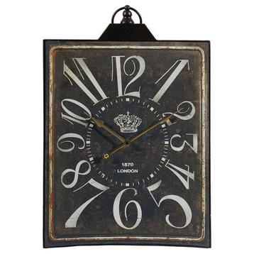 27" Wall Clock, Decor, Vintage Visual Style, Distressed Black Finish