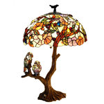 CHLOE Lighting - Chloe-Lighting 4-Light Flowers and Birds Double Table Lamp Oval - This Tiffany style birds in harmony design table lamp with a lighted base will add colors, beauty and value to your home.