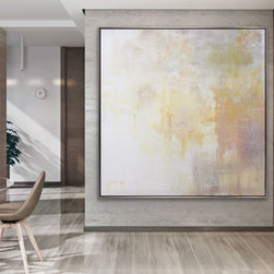 Preethi Arts - Frozen' 48x48 inches Contemporary Art Large Modern Painting White Minimal Art - Paintings