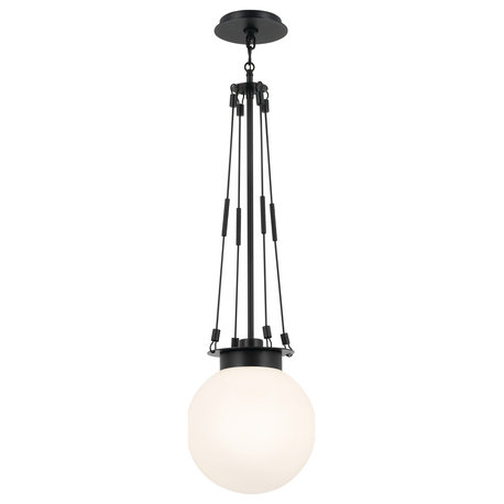 Albers 1 Light Pendant, Champagne Bronze, Black