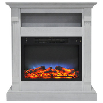 Sienna 34" Electric Fireplace With Multi-Color LED Insert and White Mantel