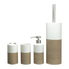 4-Piece Porcelain Bathroom Accessory Set Sealskin Doppio, Beige