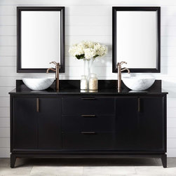 72" TALYN MAHOGANY VESSEL SINK DOUBLE VANITY - BLACK - Bathroom Vanities And Sink Consoles