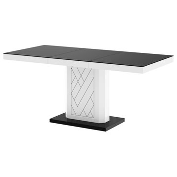IVA Extendable Dining Table, Black/White