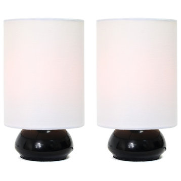Gemini Color 2-Pack Mini Touch Table Lamps Set With Fabric Shade, Black, White