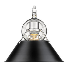 Orwell 1-Light Wall Sconce, Chrome With Black Shade, 10"x9.63"