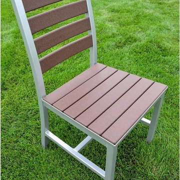 Loft Outdoor Dining Chair - Gloss Silver Aluminum w/ Venetian Cocoa Premium HDPE