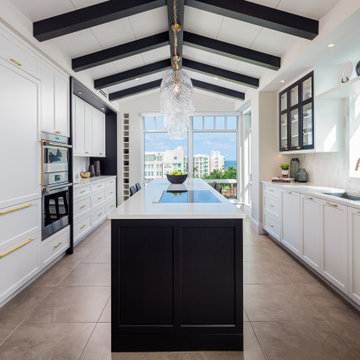 Transitional Black and White Kitchen