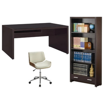 Home Square 3-Piece Furniture Set with Computer Desk Office Chair and Bookcase