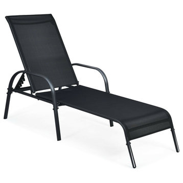 Goplus Outdoor Patio Chaise Lounge Chairs Sling Lounge Recliner Adjustable Back