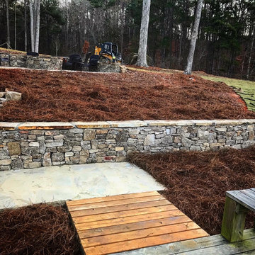 Pondless Water Feature/Flagstone Patio and Fire Pit/Mossrock Seating Wall