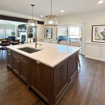 Open Kitchen with Dark Wood Island
