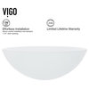 VIGO White Frost Glass Vessel Bathroom Sink Set With Dior Vessel Faucet