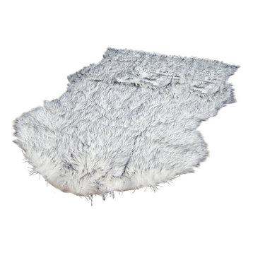 Riche Luxe Faux Fur Shag Area Rug, Silver, 5' x 7'