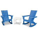 Polywood - Polywood Quattro 3-Piece Rocker Set, Pacific Blue/White - With the relaxed comfort of an adirondack chair combined with the smooth rocking of a rocking chair, these Quattro Adirondack Rockers will create a relaxing spot on your porch, patio, or backyard space when paired with a POLYWOOD Modern Side Table. This set is constructed of durable POLYWOOD lumber available in a variety of attractive, fade-resistant colors and will never require painting, staining, or waterproofing.