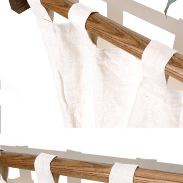 QYT04 1-1/8" Ash Wood Black Walnut Square bracket Single Double Curtain Rod Sets