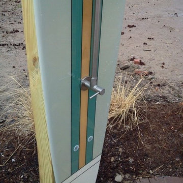 Outdoor surfboard shower.