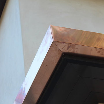 sectional 4x5 Box Gutters, 16 ounce Copper, Modern Home in Manhattan Beach, CA.