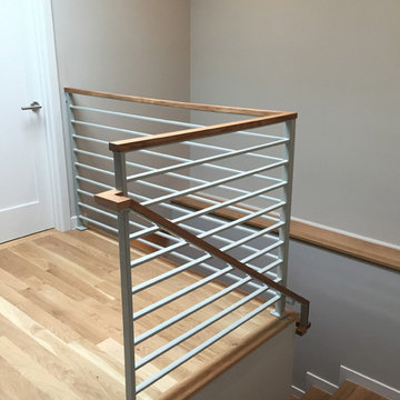 Modern steel railing with wood