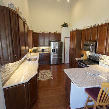 Kitchen Update with Gray Quartz Countertops and Tile Backsplash ~ Strongsville