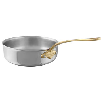 Mauviel M'Cook B Stainless Steel Saute Pan With Brass Handle, 3.2-qt