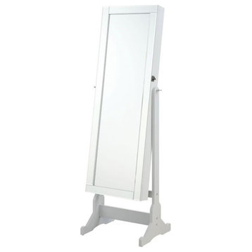 Bowery Hill Cheval Jewelry Armoire Mirror in Dove Gray