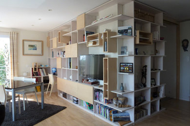 Cette photo montre une salle de séjour tendance.