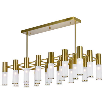Pipes 21 Light Island/Pool Table Chandelier With Sun Gold Finish