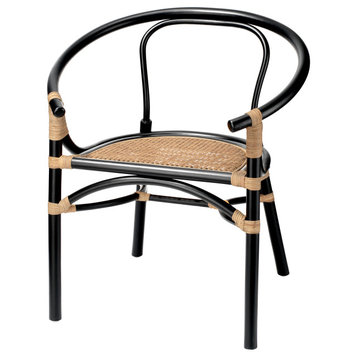 Jamie Young Saltwater Arm Chair With Black And Natural Rattan 20SALT-CHBK