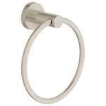 Symmons Industries - Dia Hand Towel Ring with Mounting Hardware, Satin Nickel - This hand towel ring from Symmons is part of the Dia collection, which offers a contemporary design to fit any budget. The bathroom towel holder is constructed of brass and stainless steel and includes mounting hardware for a simple and sturdy installation. Like all Symmons products, the Dia Towel Ring is backed by a limited lifetime consumer warranty and 10 year commercial warranty.