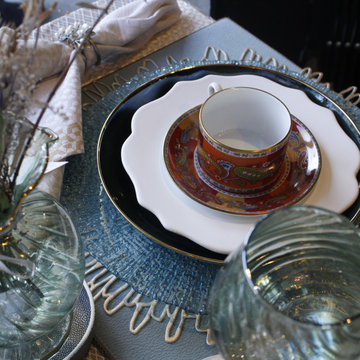 The gentle iridescent waves in these hand-made fair trade glass vases perfectly