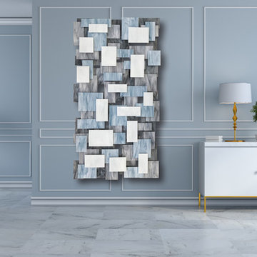 "Glacial" Glass and Metal Wall Sculpture