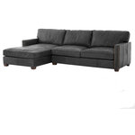 Collins Vintage Black Leather Left Arm Facing Sectional Sofa With Chaise Collins Vintage Black Leather Left Arm Facing Sectional Sofa With Chaise