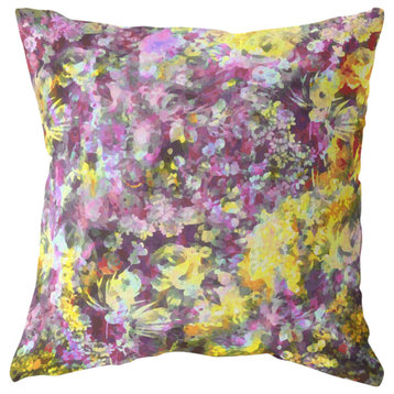 26" Purple Yellow Springtime Indoor Outdoor Throw Pillow